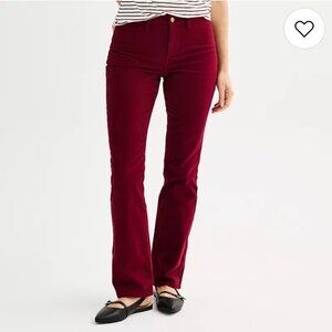 Draper James Women's Size 12 Burgundy Welt Pocket Bootcut High Rise Twill Pants